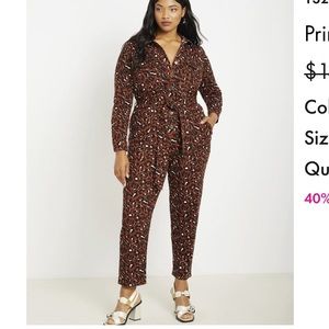 Eloquii Leopard Printed Denim Jumpsuit